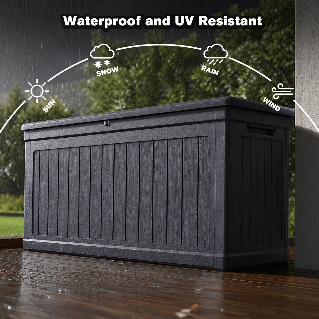 260 Gallon Large Outdoor Storage Deck Box with Lockable Lid - Black