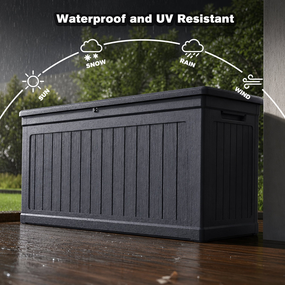 260 Gallon Large Outdoor Storage Deck Box with Lockable Lid - Black