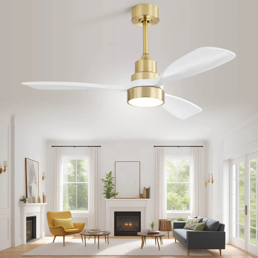 Indoor Ceiling Fan with Dimmable LED Light and 6-Speed Remote - Light Brown or White
