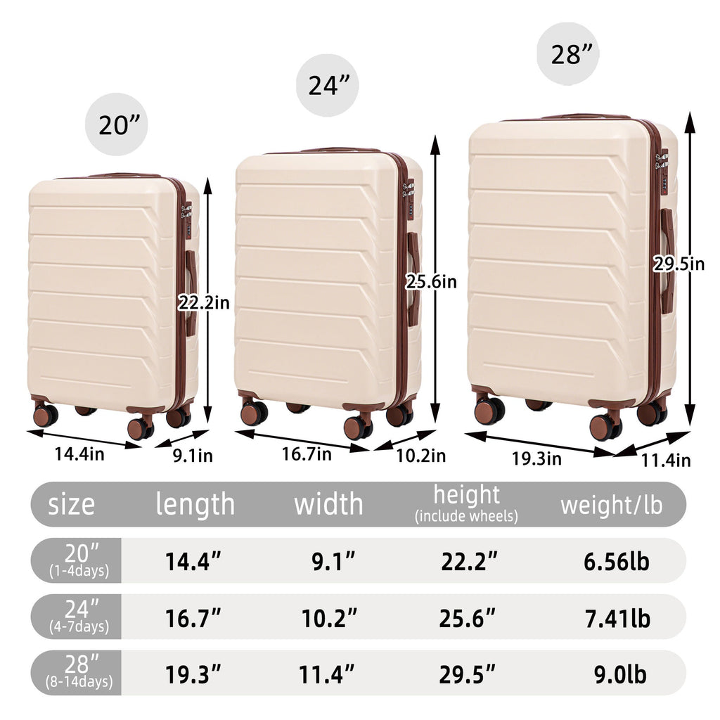 3-Piece ABS Spinner Wheel Luggage Set