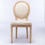 French Style Solid Wood Frame Dining Chair Set with Fabric Back - Beige or Dark Gray
