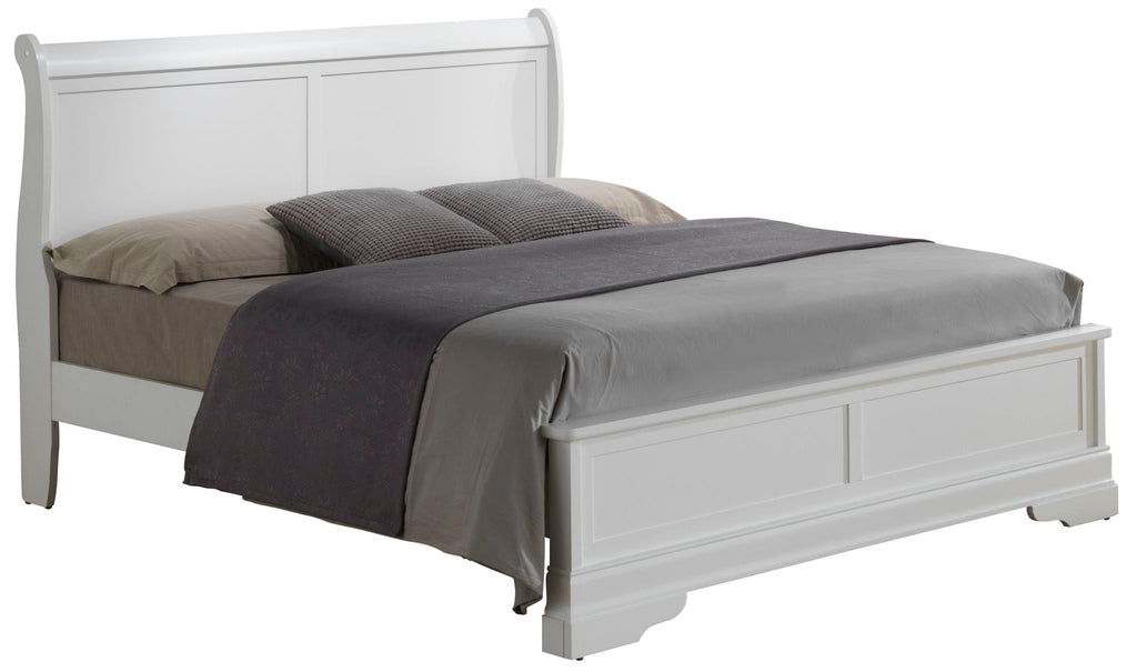Sleigh Bed with Low Footboard - Real Wood Veneers, Multiple Colors