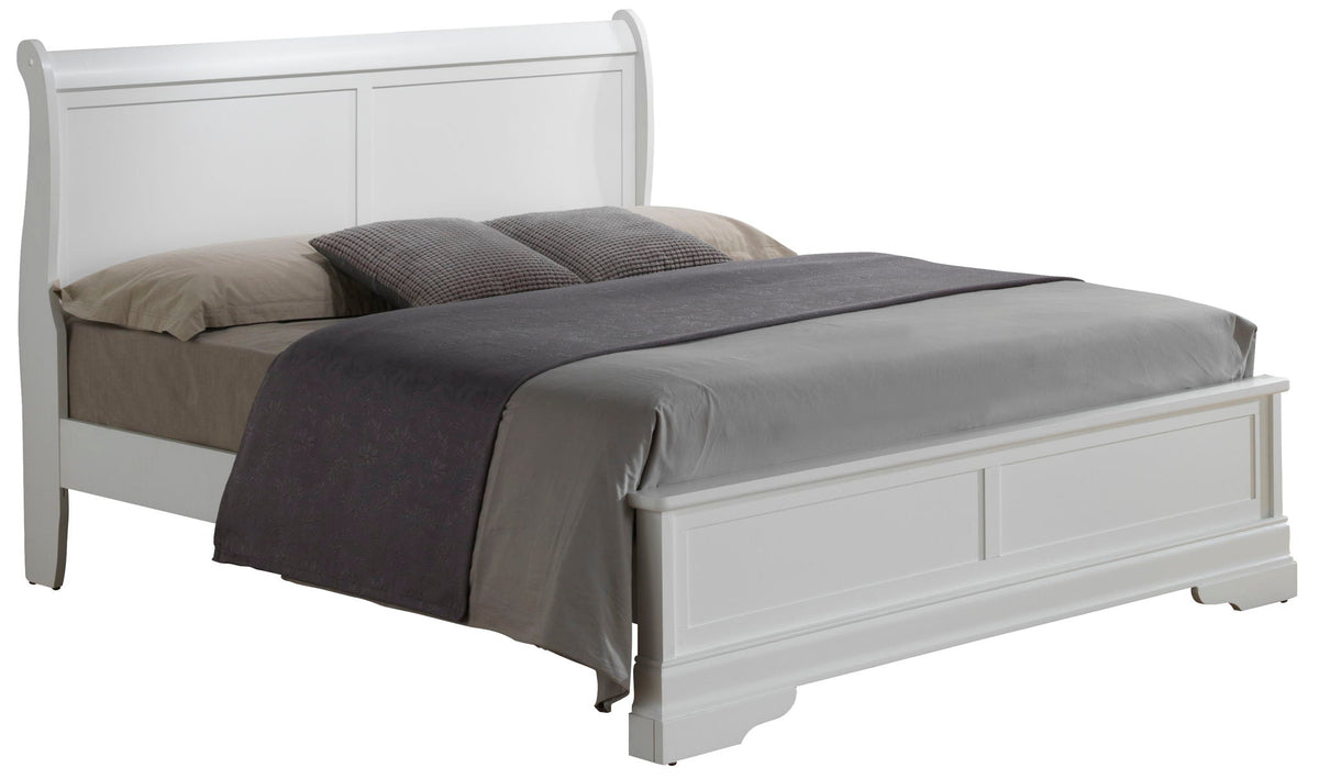 Sleigh Bed with Low Footboard - Real Wood Veneers, Multiple Colors