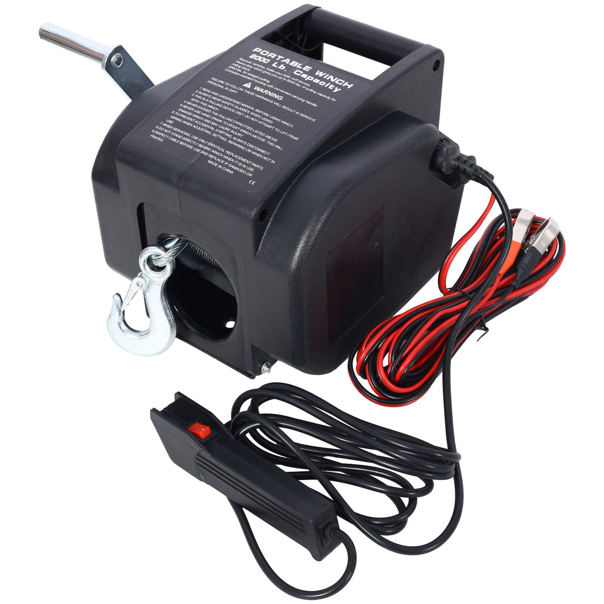 Reversible Electric Trailer Winch with Galvanized Wire Rope - Black