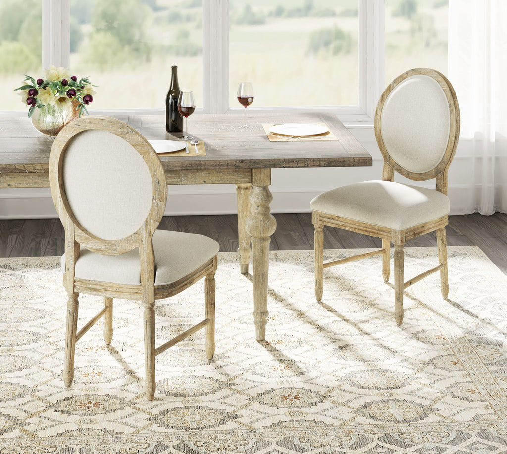 Brown Upholstered Dining Chairs with Rustic Casual Style - Set of 2