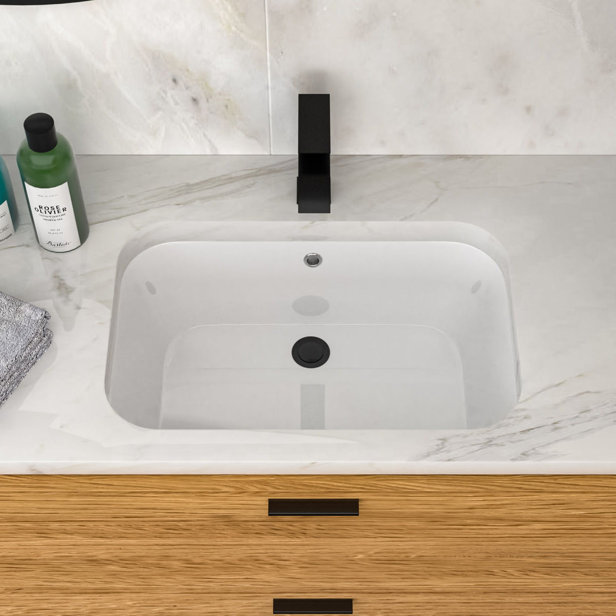 Undermount Bathroom Sink with Overflow - White Ceramic, 22" x 15.25"