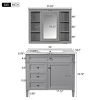 Bathroom Vanity With Mirror Cabinet and Single Sink - Soft-Closing Doors