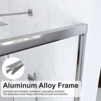 Semi-Frameless Double Sliding Shower Door with Tempered Glass - Clear