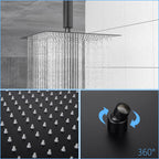 Dual Shower Head 10" Ceiling Mount Shower System with Rough In Valve - Matte Black