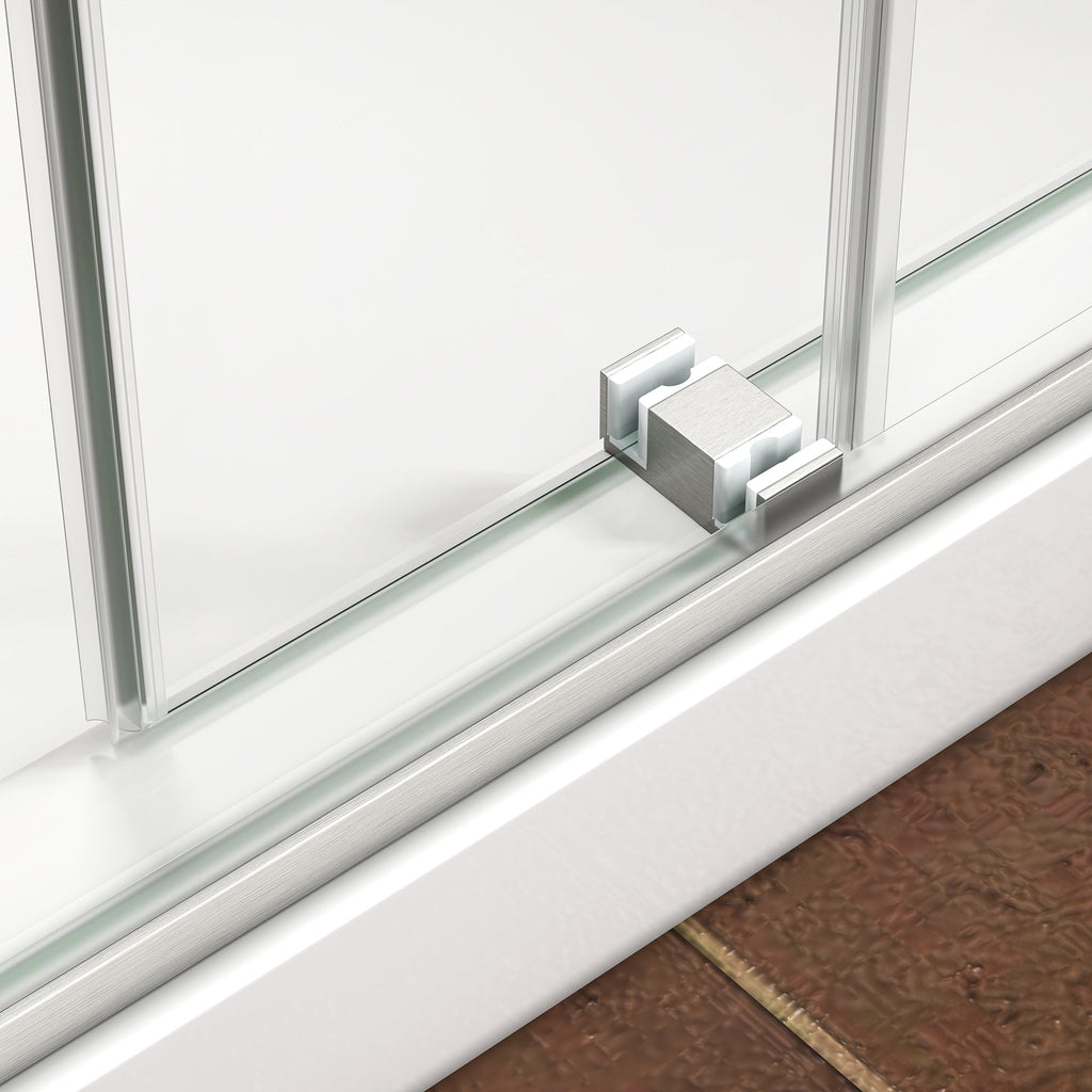 Brushed Nickel Frameless Sliding Shower Door with Double Bypass - 43-48" W x 76" H