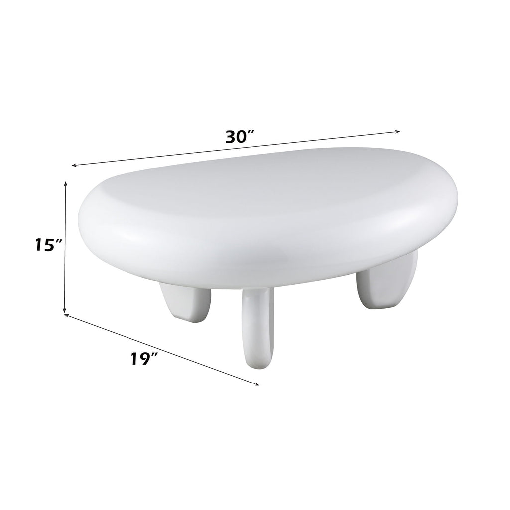 High Gloss End Table with Durable Synthetic Wood - White