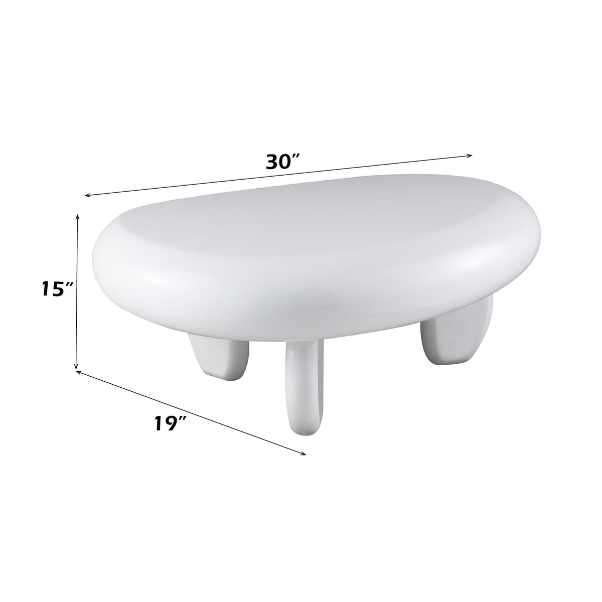High Gloss End Table with Durable Synthetic Wood - White