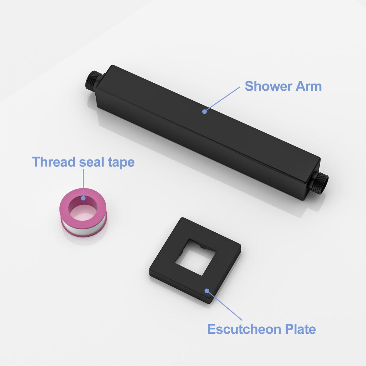 Premium 8" Ceiling Mounted Shower Arm with Flange - Black or Gray