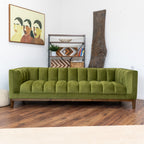 Mid Century Modern Sofa with Pet-Friendly Upholstery - White, Green, Orange