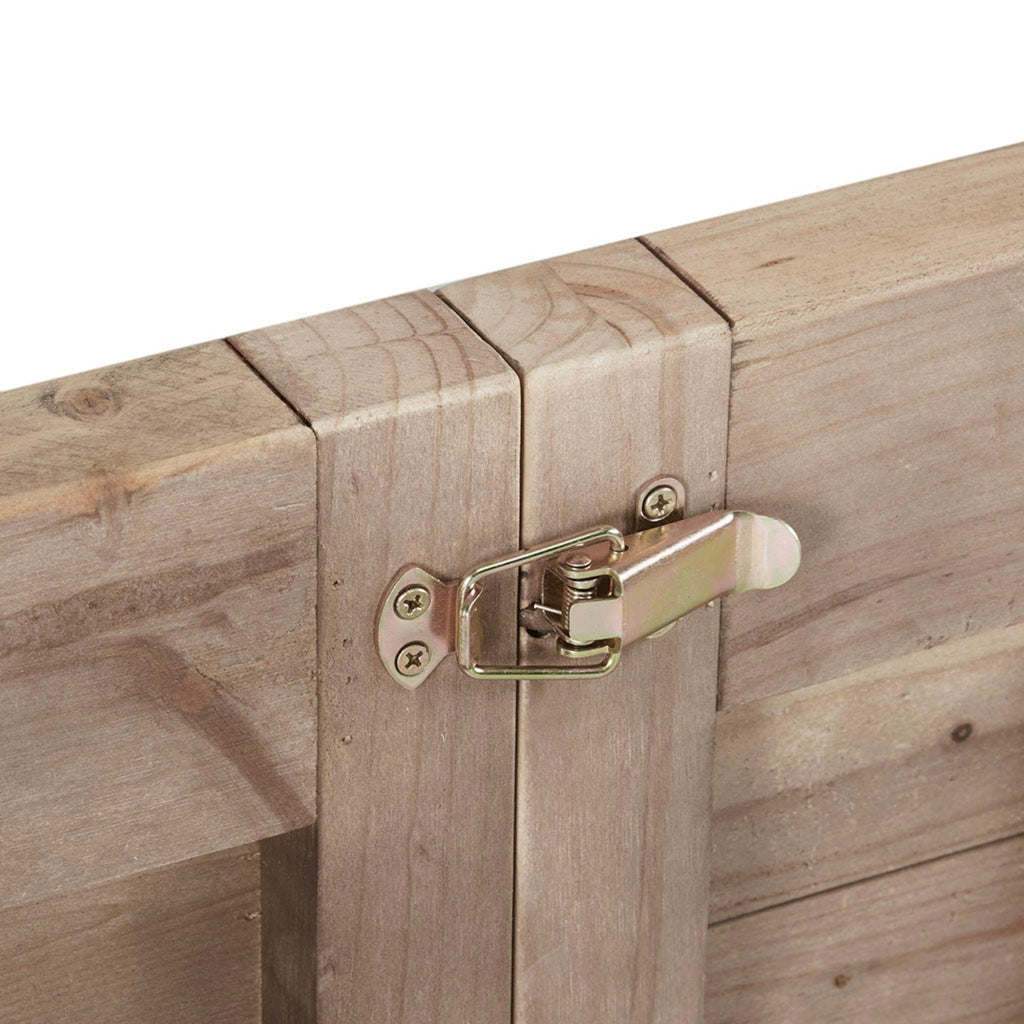 Rustic Dining Table with Metal Support in Natural Pine Wood Finish
