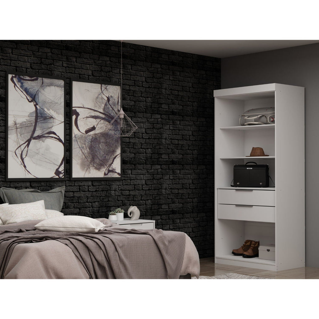 Mulberry Wardrobe Closet with Adjustable Shelving - Dark Brown, Blue, or White