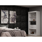 Mulberry Wardrobe Closet with Adjustable Shelving - Dark Brown, Blue, or White