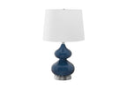 Contemporary Glass Table Lamp with Fabric Shade - Blue or Dark Green
