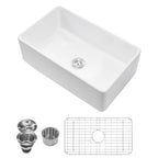 Farmhouse Sink Undermount Kitchen Single Bowl with Extra-Large Basin - White