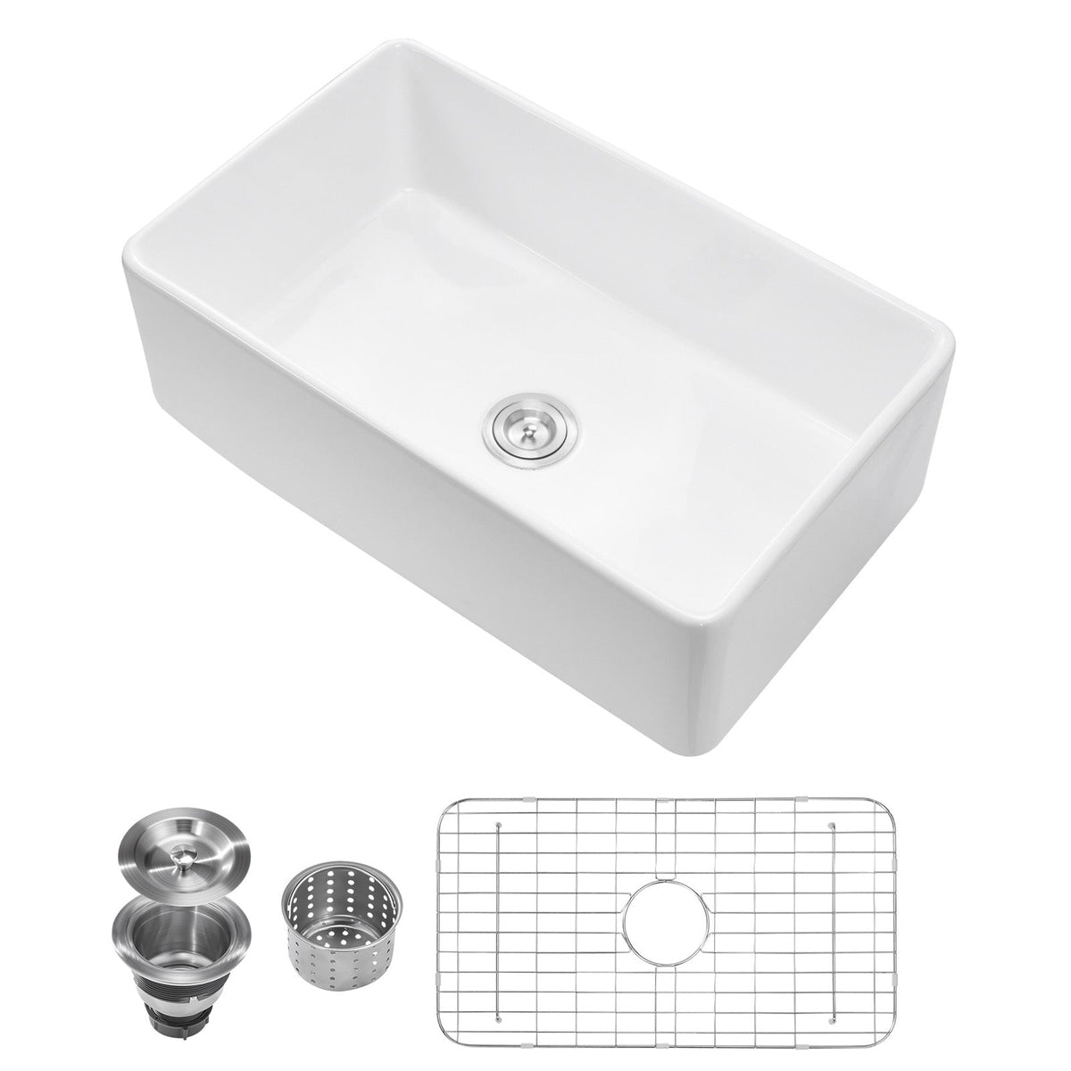 Farmhouse Sink Undermount Kitchen Single Bowl with Extra-Large Basin - White