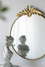 Large Round Wall Mirror With Metal Frame - Gold