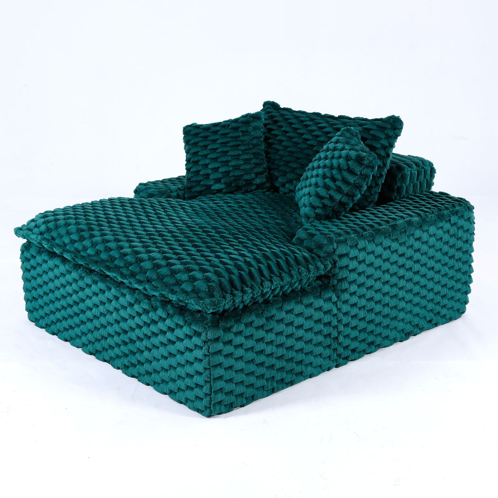 Green Comfort Bearing Stationary Sofa with 2 Pillows and 1 Backrest