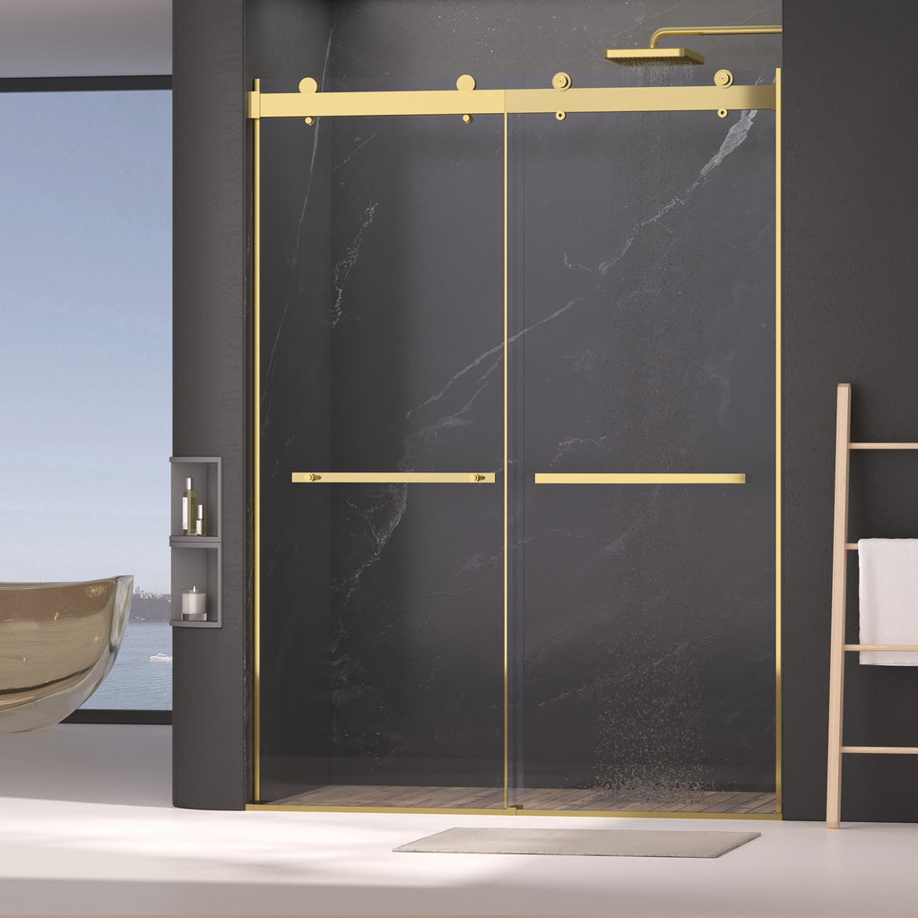 Frameless Sliding Shower Door with Soft-Close – Clear Tempered Glass