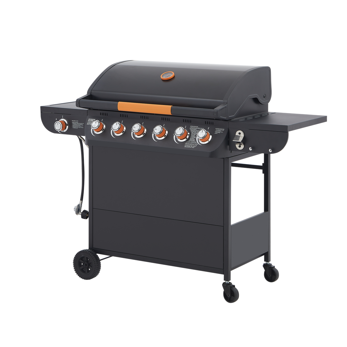 6 Burner Gas Grill with Side Burner - Black