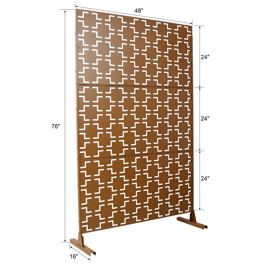 Black Metal Room Divider Privacy Screen with Rust-Resistant Finish