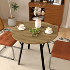 Round Dining Table for 2-4 People with Sturdy Metal Frame - Rustic Brown