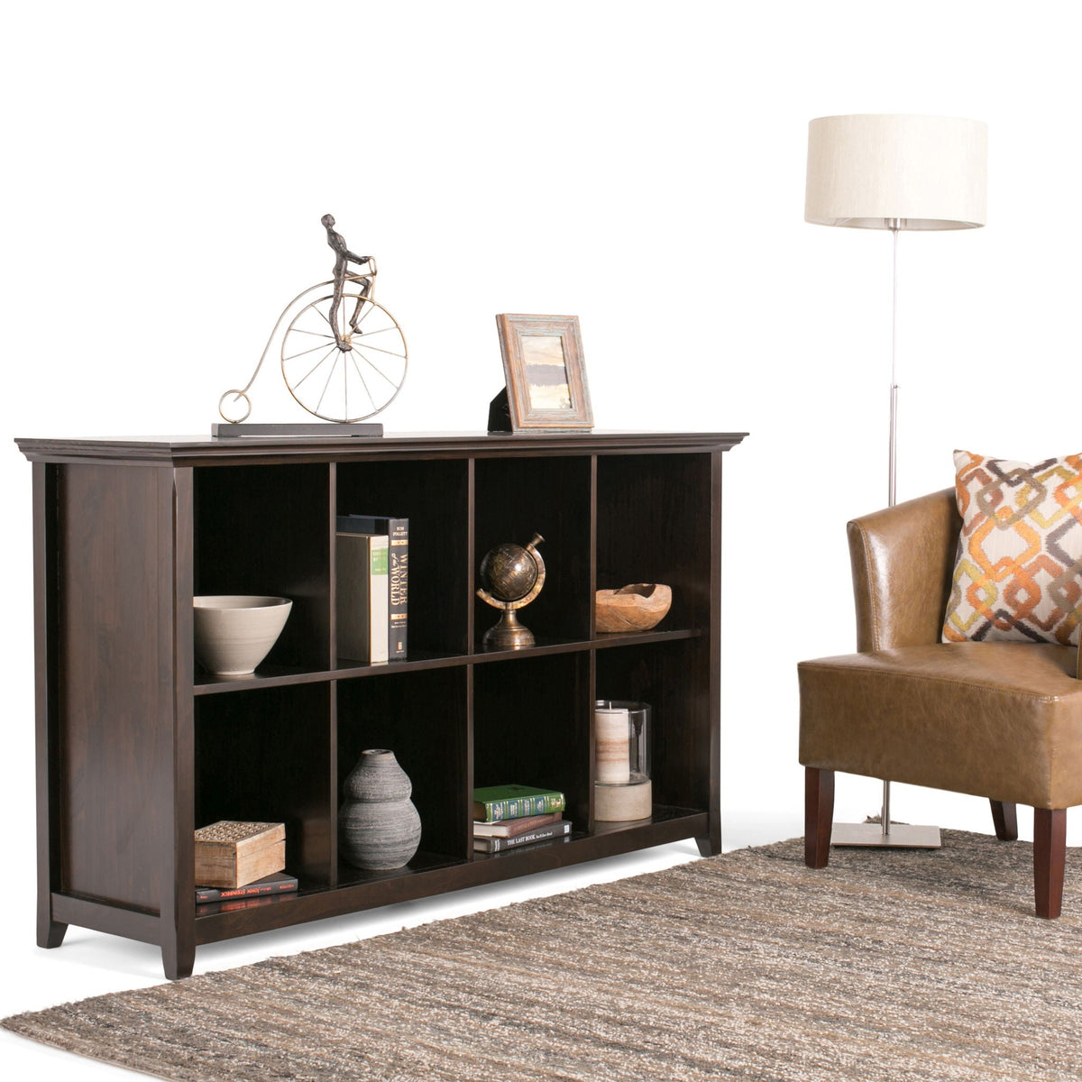 Amherst Cube Storage Bookcase with Large Cubbies - Dark Brown, Dark Gray, or White