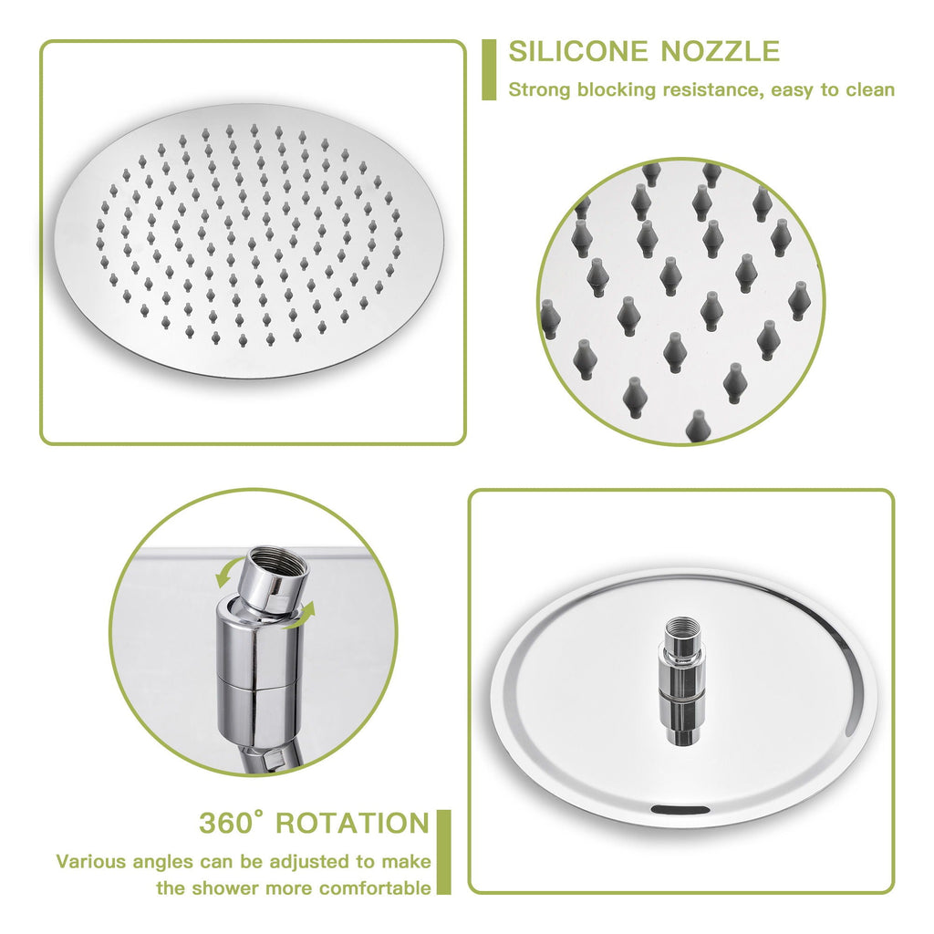 Shower System with 5 Function Rain Hand Shower and Slide Bar Combo - Pearl Silver, Gray, or Black