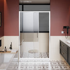 Single Sliding Shower Door with Handle - Chrome, Tempered Glass