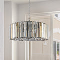 17' Chrome Crystal Pendant Chandelier with Adjustable Height - Transparent