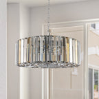 17' Chrome Crystal Pendant Chandelier with Adjustable Height - Transparent