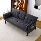 Foldable Sofa Bed with Cup Holder and Solid Wood Frame - Multiple Colors