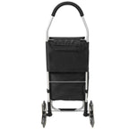 Foldable Shopping Stair Trolley with Triangular Wheels and Removable Waterproof Bag - Black