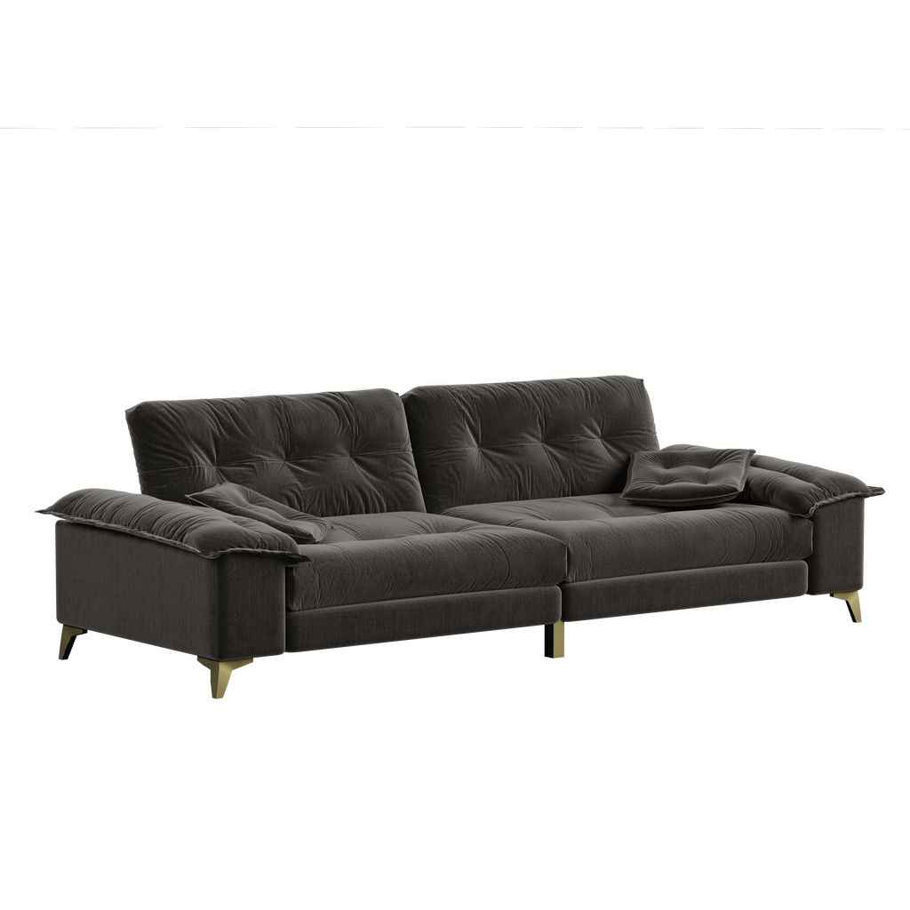 Modern 4-Seater Cloud Sofa with Wide Flip Armrests - Chenille
