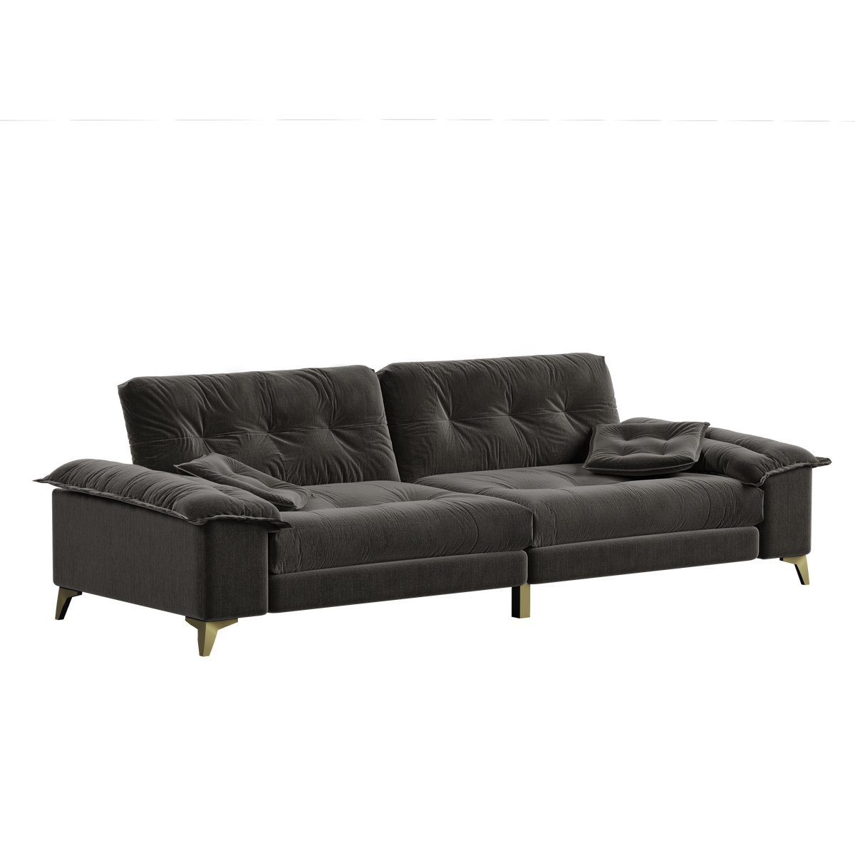 Modern 4-Seater Cloud Sofa with Wide Flip Armrests - Chenille