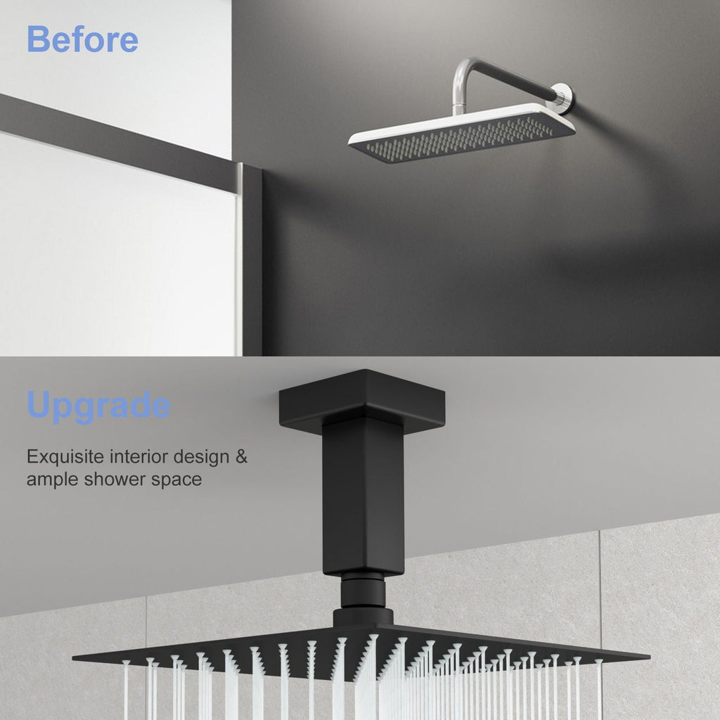Ceiling Mounted Shower Arm with Flange Stainless Steel - Black or Gray