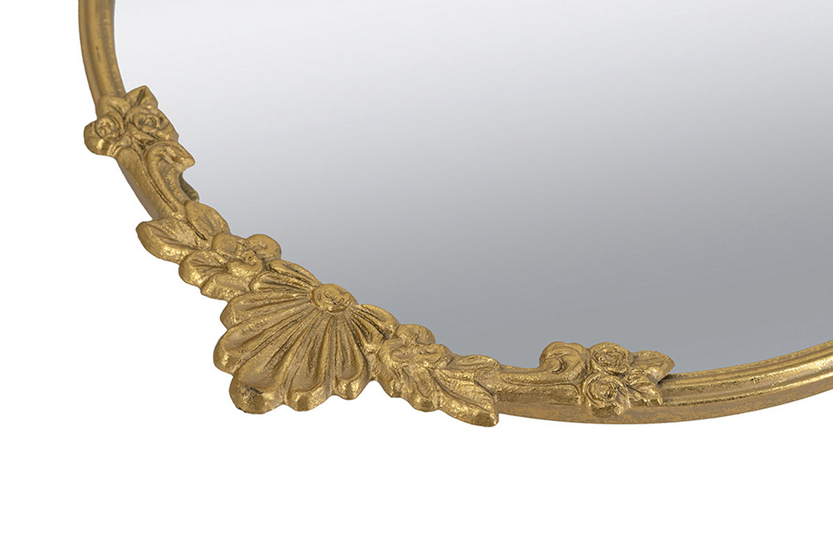 Gold Mirror Tray with Leaf Detailing - 19" W x 16" D x 1" H