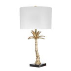 Gold Leaf Table Lamp with Marble Base - Gold
