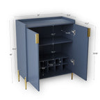 Wine Bar Cabinet with Adjustable Shelf and Soft-Closing Doors - Black or Blue