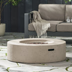 Outdoor Concrete Propane Fire Pit with 50,000 BTU - White