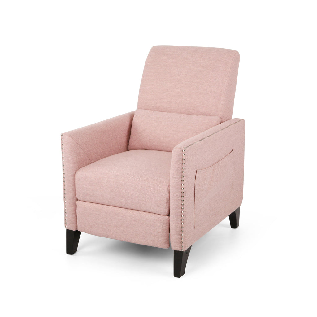 Pushback Recliner Chair with Side Pocket - Blush