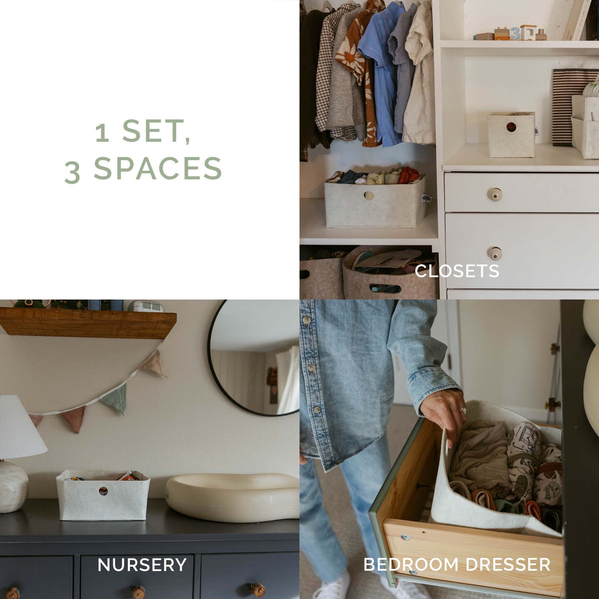 Parker Baby Co. Felt Drawer Organizers — 3-Piece Set