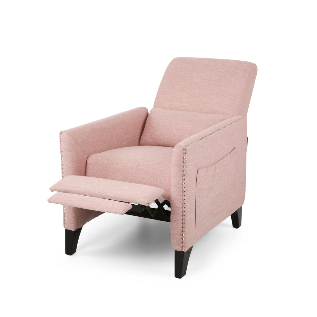 Pushback Recliner Chair with Side Pocket - Blush