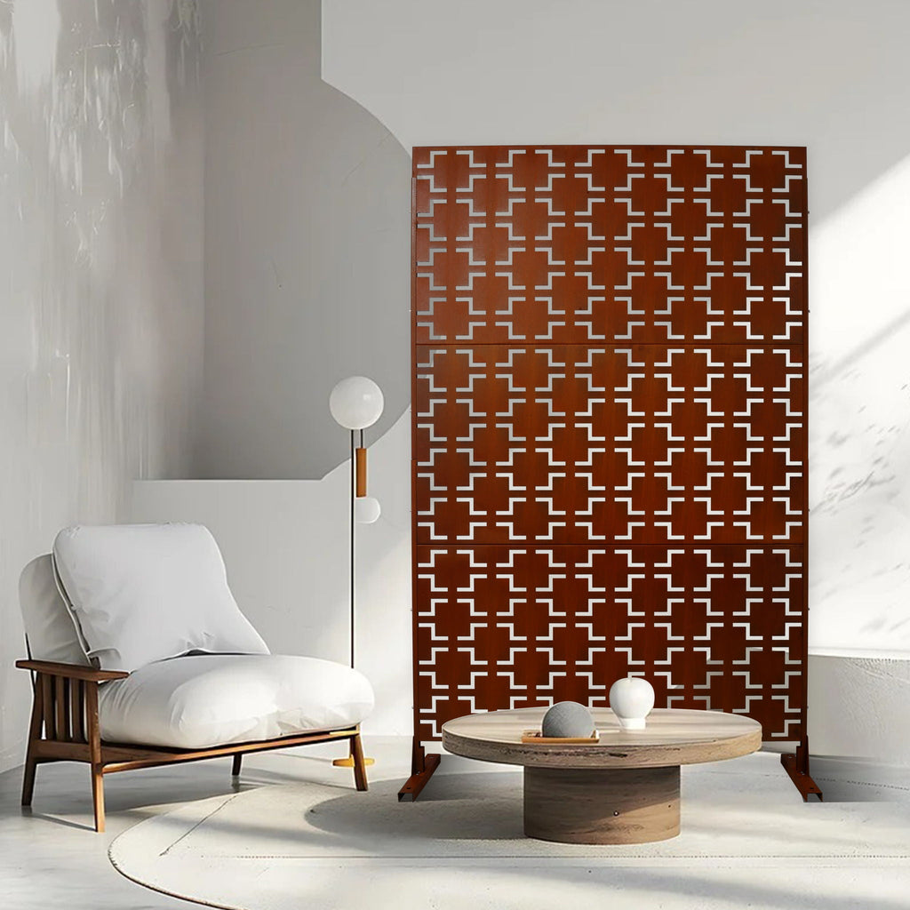 Black Metal Room Divider Privacy Screen with Rust-Resistant Finish