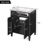 Bathroom Vanity with Solid Wood Frame and Tip Out Drawer - Black, White, Dark Green