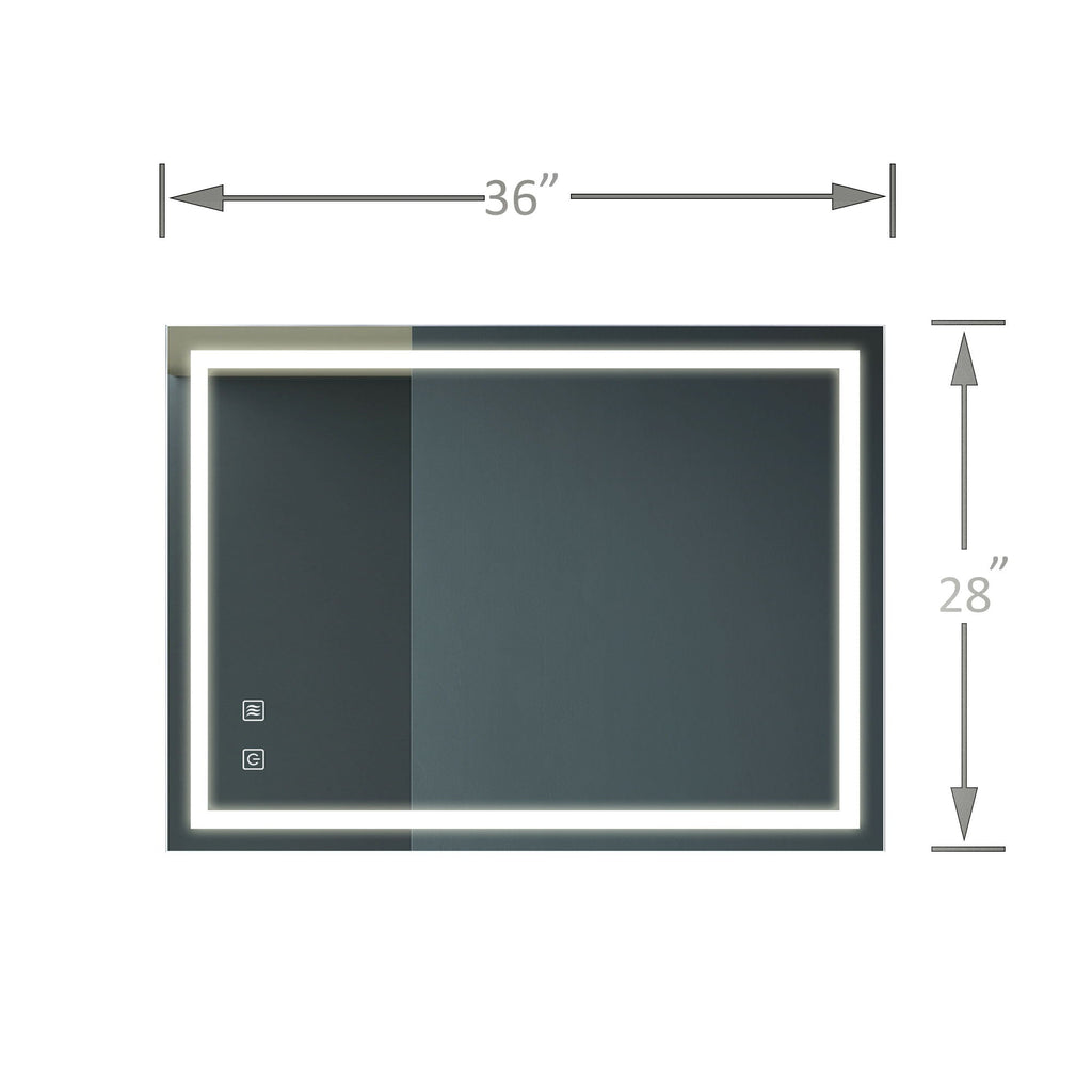 Bathroom Vanity Mirror with Front Lighting and Anti-Fog - Pearl Silver